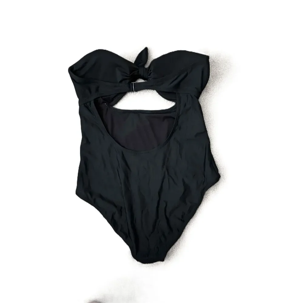 Cupshe Black Knot Detail Cut-Out One-Piece Swimwear Women Size XL Long - Picture 2 of 5